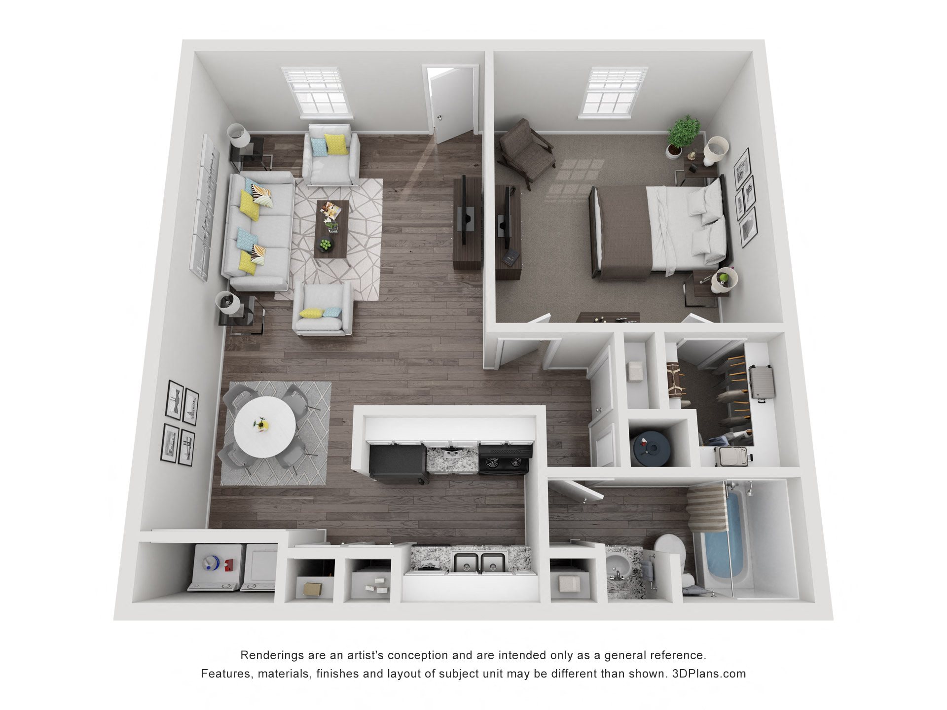 Floor plan layout diagram for 1x1 E TC 60 Premier
